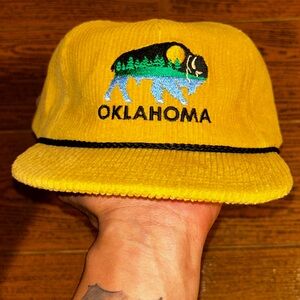 Yellow Oklahoma corduroy with buffalo Embroidery